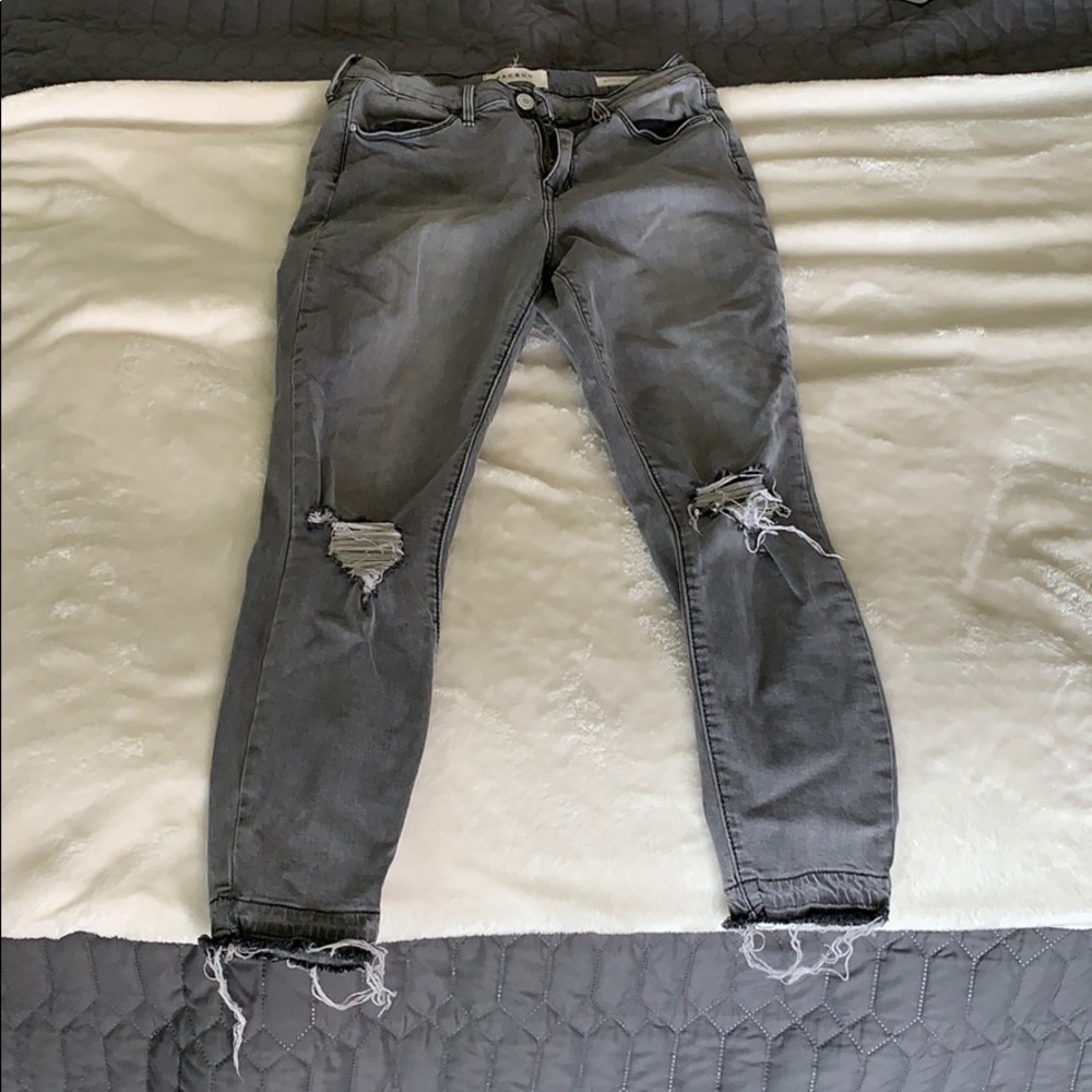 Gray, High Rise Jeans